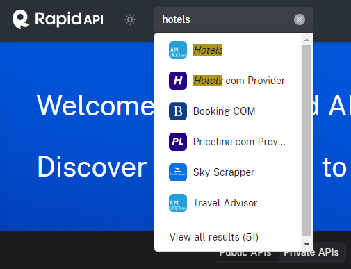 Fig. 1: Search for hotel-com-provider APIs