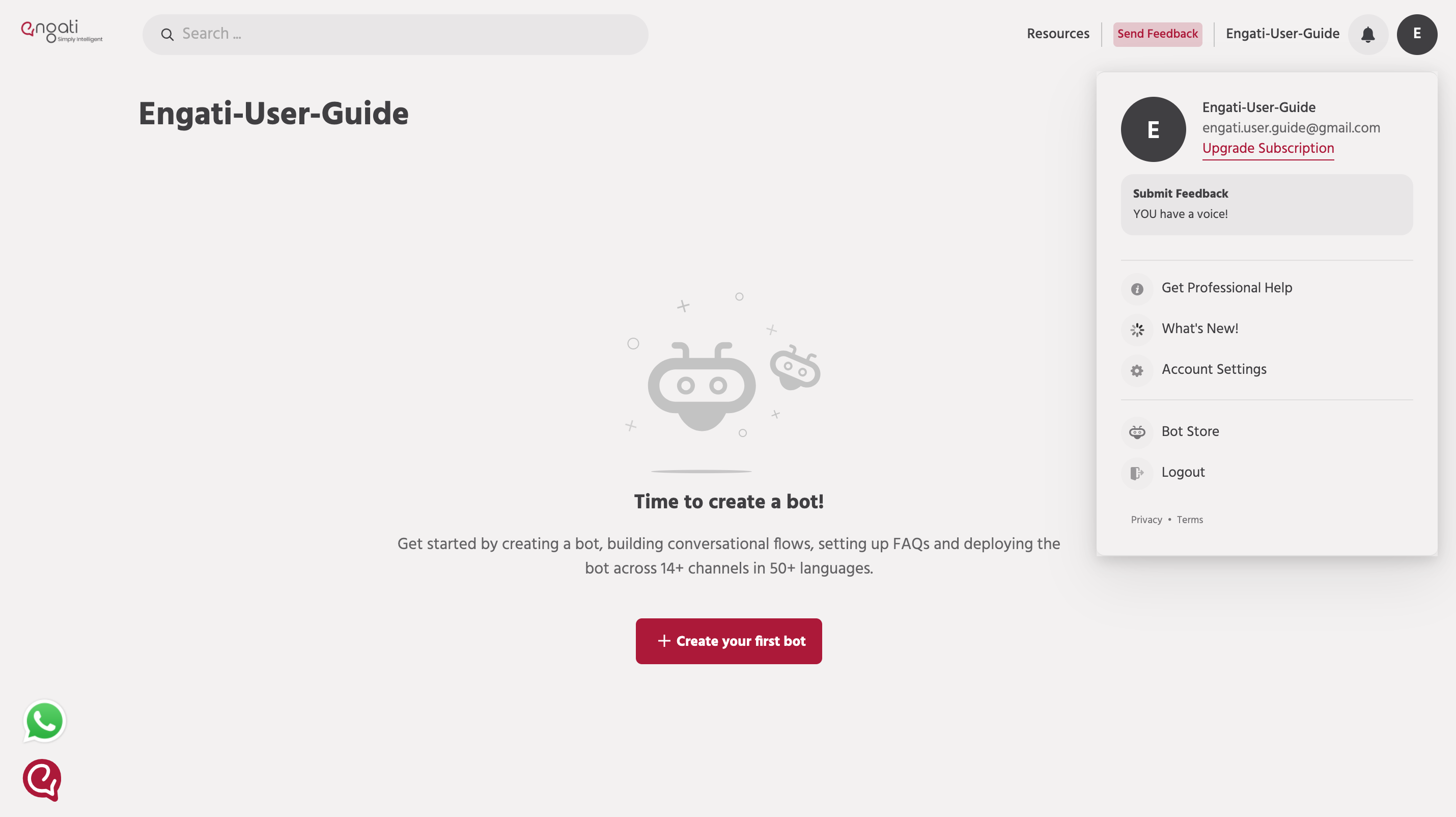Start Here - Register or Login - Engati Product Docs