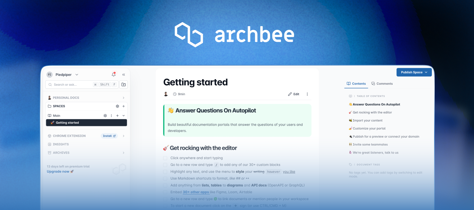 Welcome to Archbee 🤓 - Archbee Documentation and Help Center