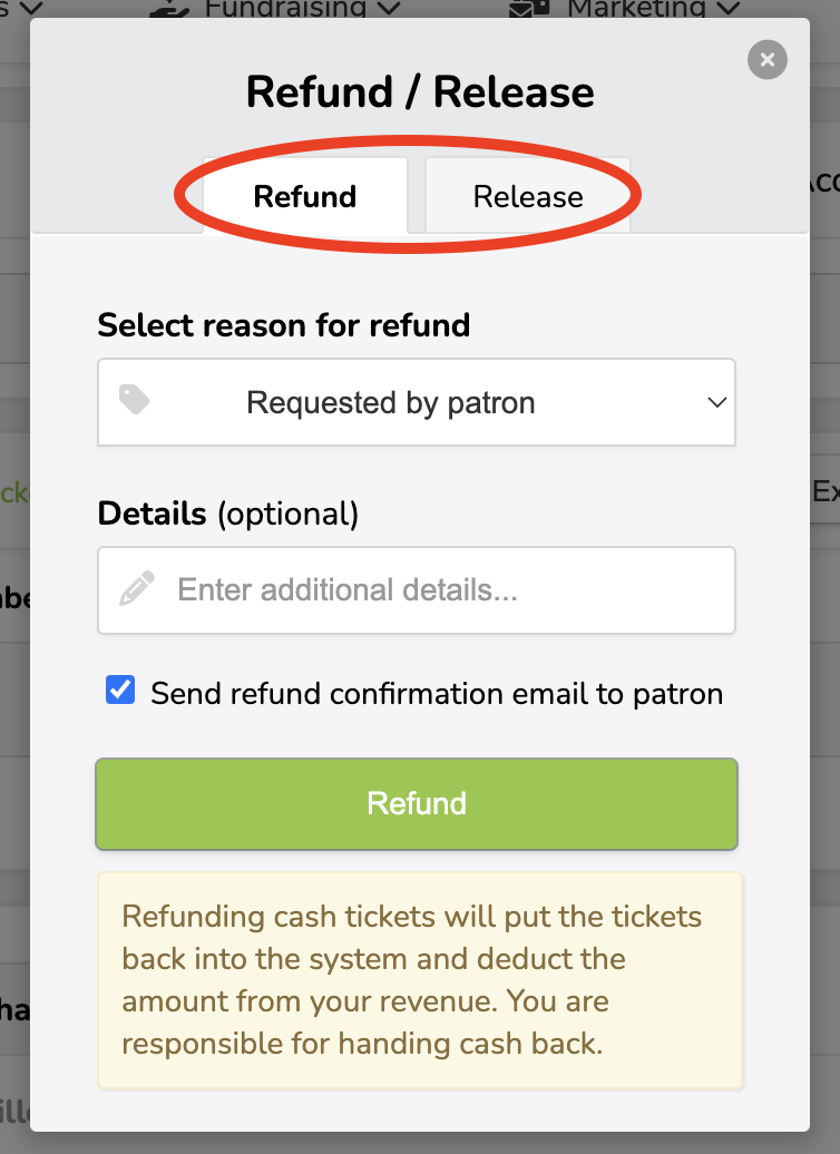 Refund or Release an Order Ludus Manual