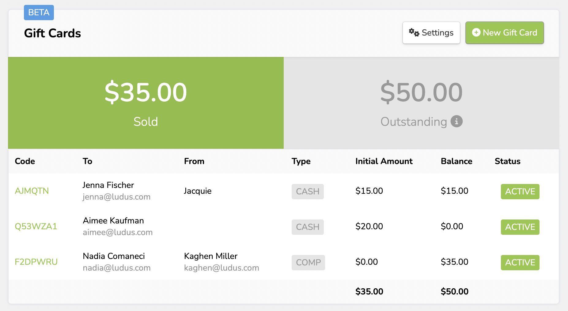 View Gift Card History Ludus Manual