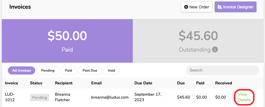 Resend Invoice digitally - Ludus Manual