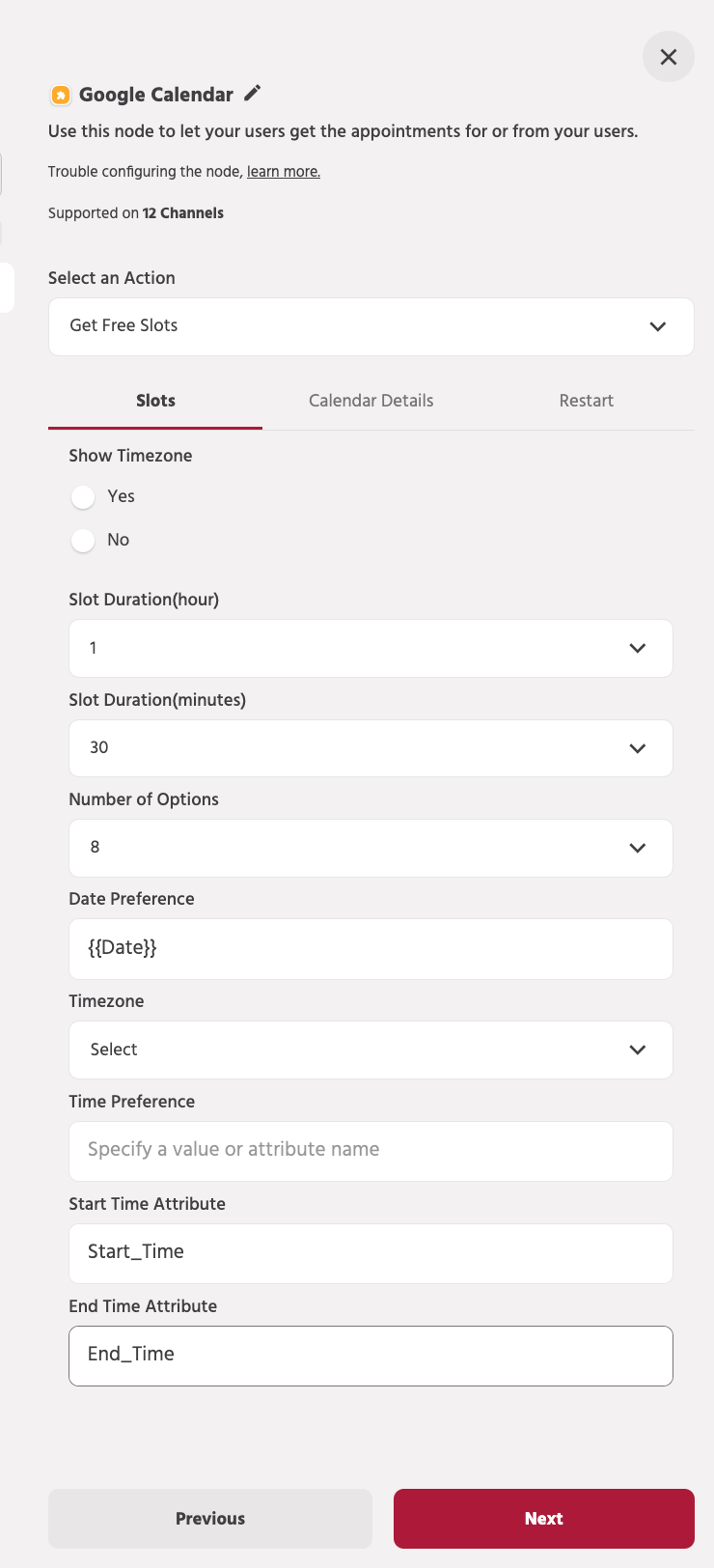 Get Free Slots - Engati Product Docs
