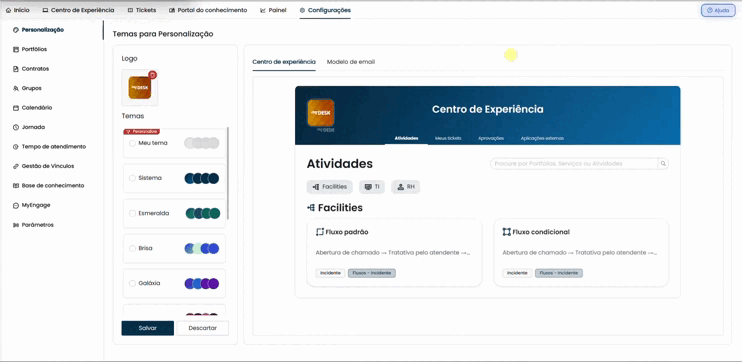 Tour Configurações/ Personalização/ Portfólio