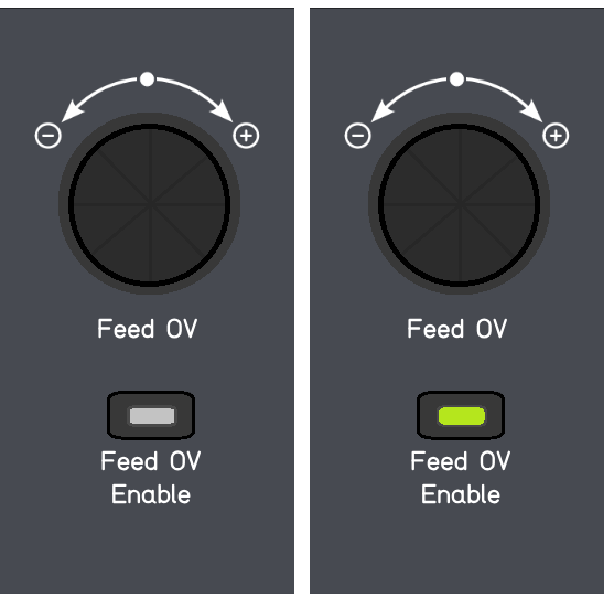 Feed override disabled (left), feed override enabled (right)