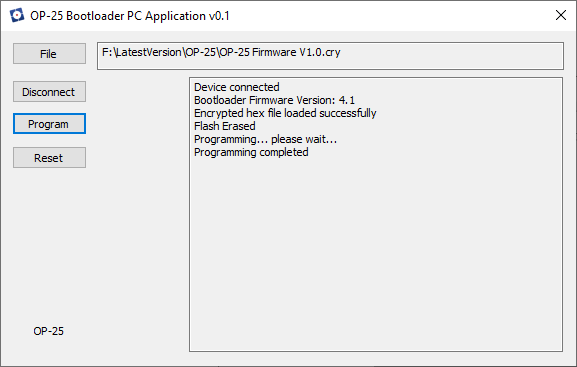 Programming completed Programming completed